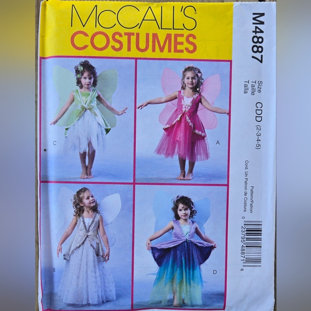 McCalls M4887 Costume Sewing Pattern Girls Fairy Princess Tinkerbell Ages 2-5